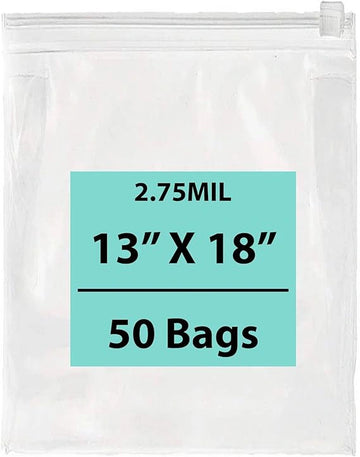 13X18 inches Resealable Poly Bags With Slide Seal 2.75 Mil (LDPE)